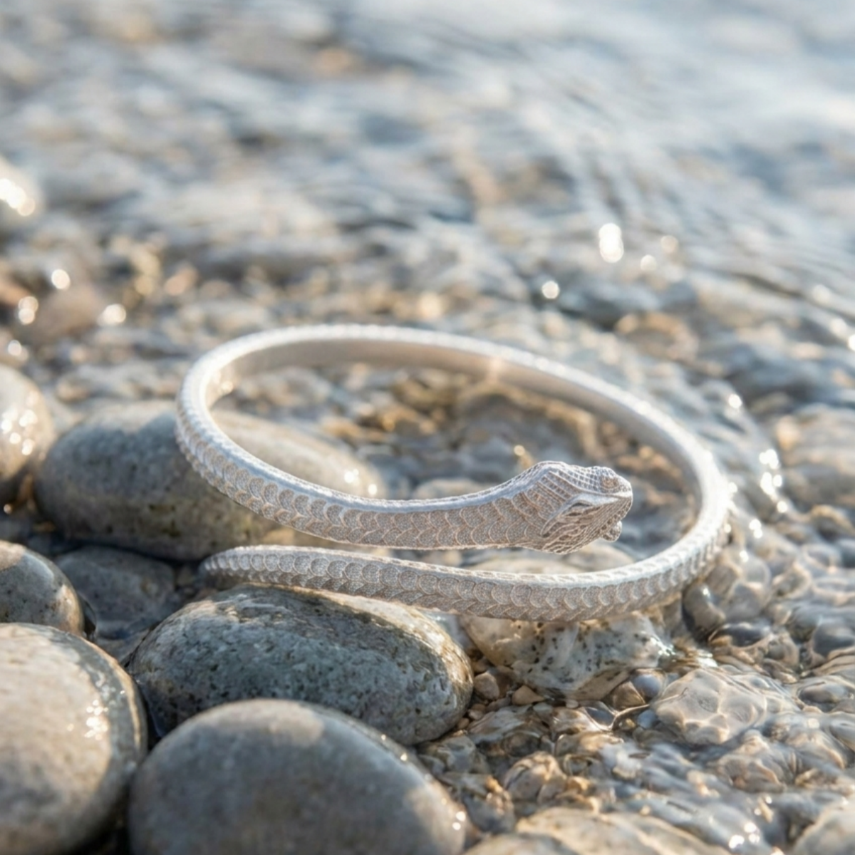 The Primal Serpent Guardian Cuff — Handcrafted S990 Solid Pure Silver Parallel Coiled Talisman