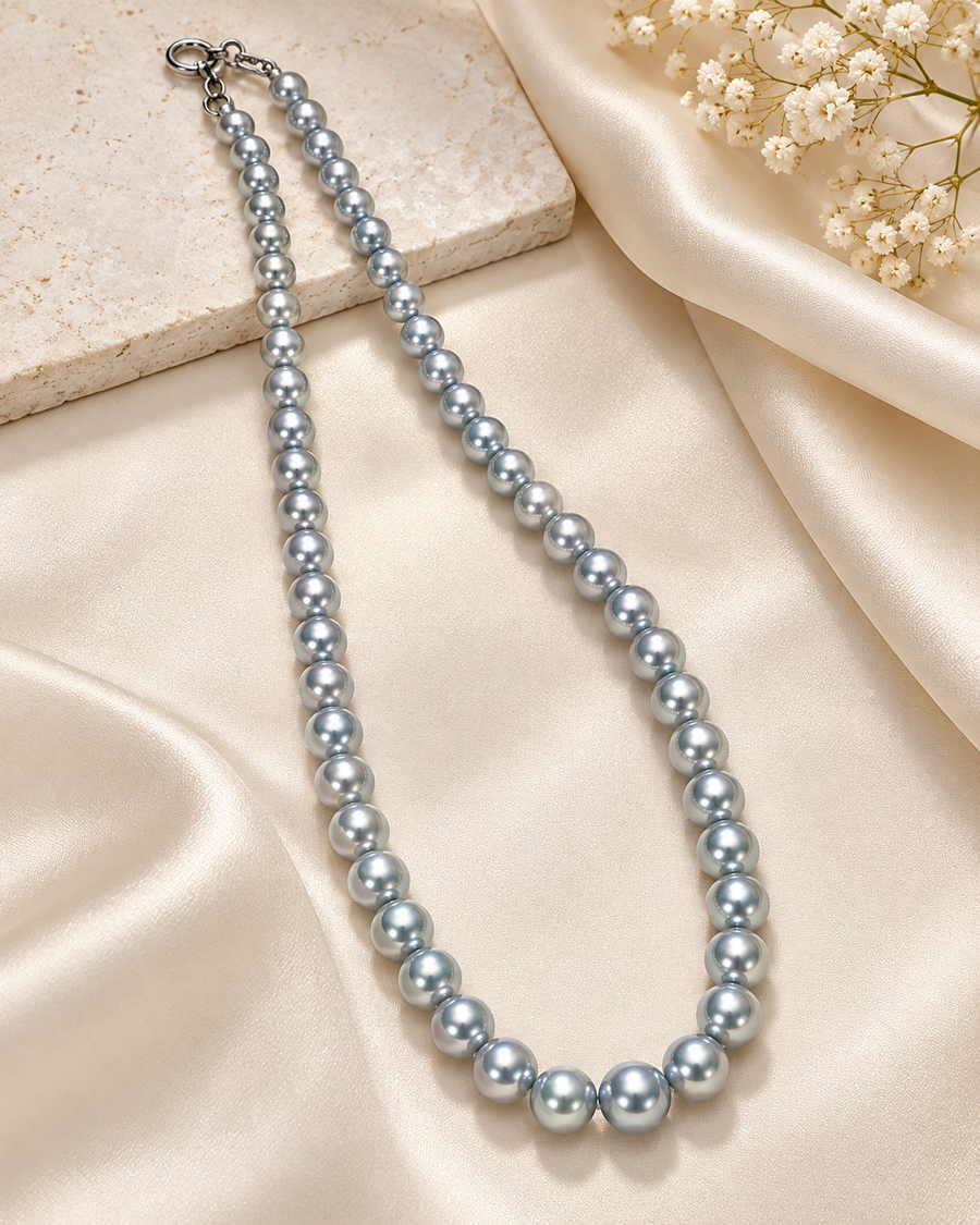 Natural-Color Blue Akoya Pearl Necklace | 7.5–8mm