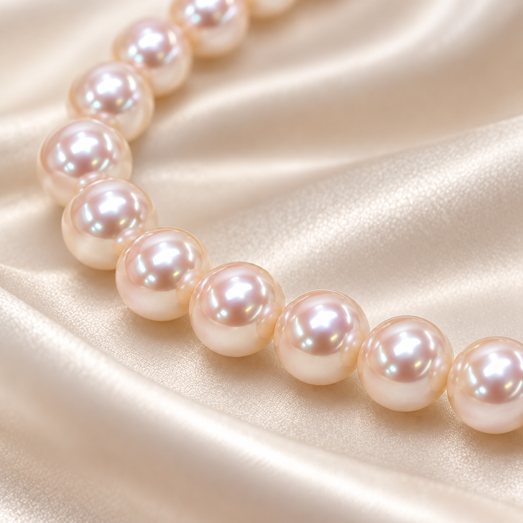 Akoya pearls close-up surface and luster