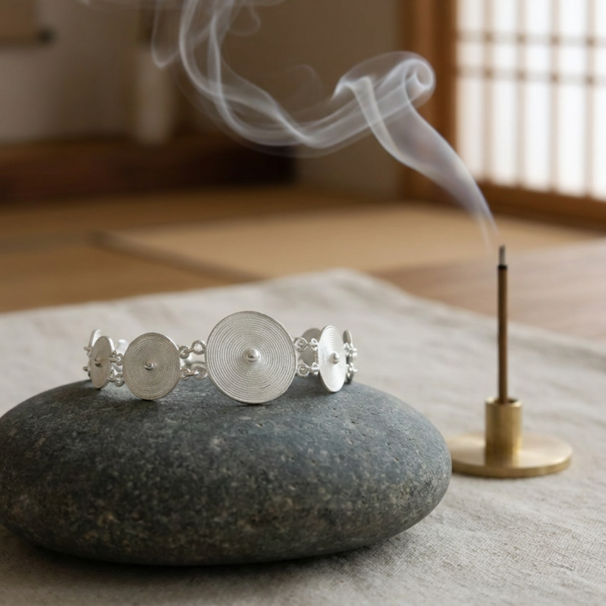 The Samsara Ripple: Handcrafted Sterling Silver Filigree Water-Whirlpool Bracelet