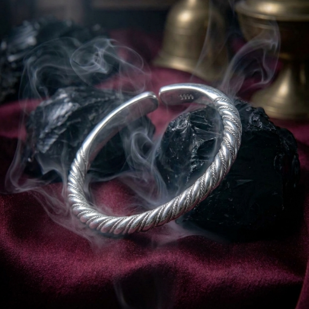The Serpent’s Coil: Hand-Twisted Sterling Silver Filigree Talisman Cuff